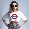 Заказать женскую футболку в Москве. Кроп футболка ☮The London Underground☮ от balden - готовые дизайны и нанесение принтов.