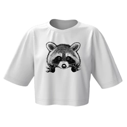 Заказать женскую футболку в Москве. Кроп футболка ❖Raccoon❖ от balden - готовые дизайны и нанесение принтов.