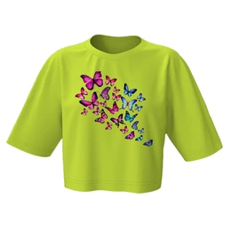 Заказать женскую футболку в Москве. Кроп футболка бабочки от solntse - готовые дизайны и нанесение принтов.