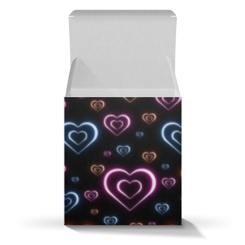 Printio Коробка для кружек Неоновые сердца, с выбором цвета фона. printio шторы в ванную неоновые сердца с выбором цвета фона
