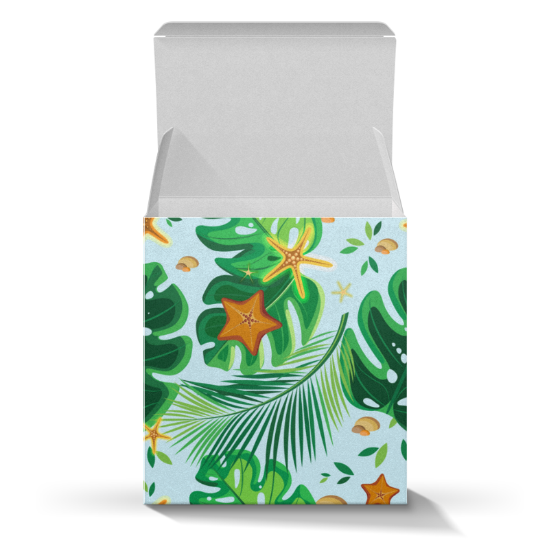 Printio Коробка для кружек Тропические листья и морские звезды printio леггинсы тропические листья и морские звезды