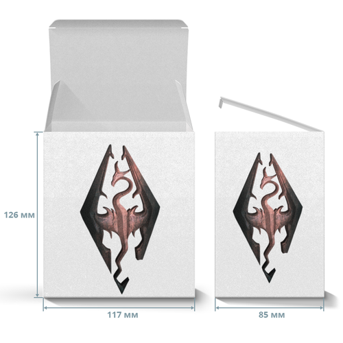 Заказать подарочную упаковку в Москве. Коробка для кружек Скайрим от GeekFox  - готовые дизайны и нанесение принтов.