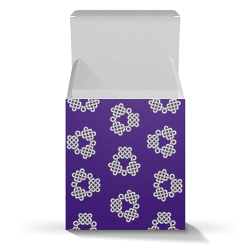 Заказать подарочную упаковку в Москве. Коробка для кружек Фиолетовая Коробка с кельтспиннер узором от Soluvel  - готовые дизайны и нанесение принтов.