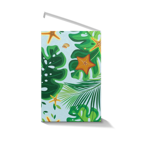 Заказать подарочную упаковку в Москве. Коробка для кружек Тропические листья и морские звезды от IrinkaArt  - готовые дизайны и нанесение принтов.