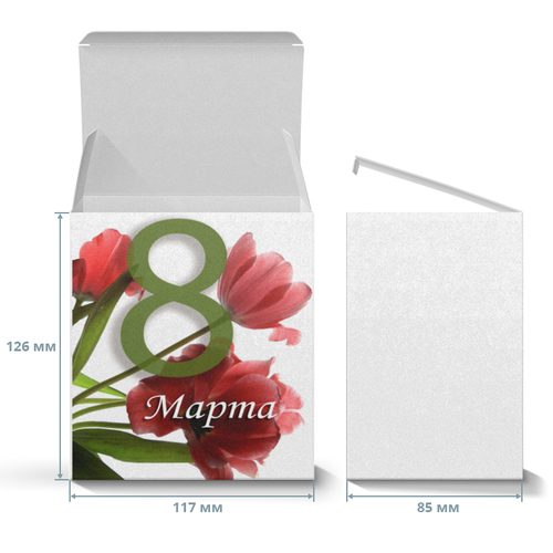 Заказать подарочную упаковку в Москве. Коробка для кружек на 8 Марта от Apfelbaum - готовые дизайны и нанесение принтов.