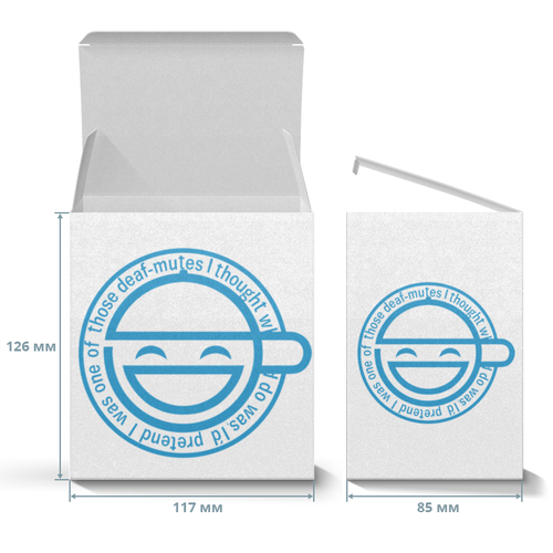 Заказать подарочную упаковку в Москве. Коробка для кружек Смеющийся человек от GeekFox  - готовые дизайны и нанесение принтов.