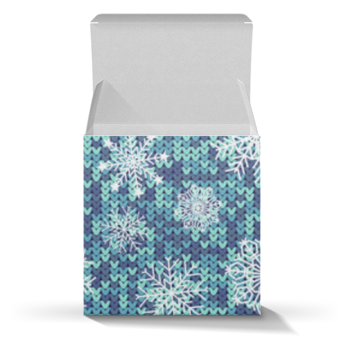 Заказать подарочную упаковку в Москве. Коробка для кружек Вязаный паттерн с снежинками от Antaya - готовые дизайны и нанесение принтов.