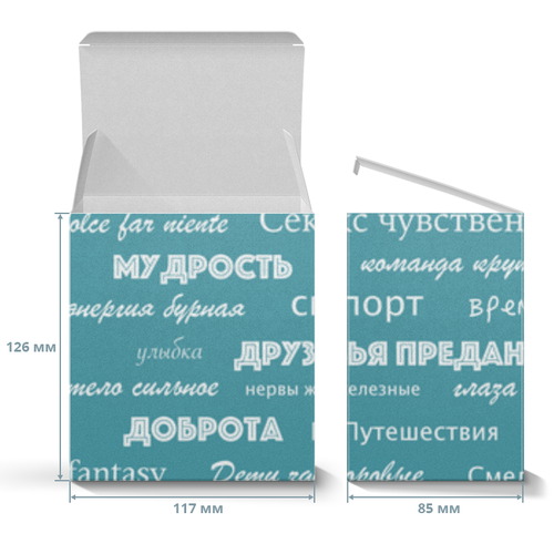 Заказать подарочную упаковку в Москве. Коробка для кружек Мантра для настоящих мужчин от d_ari.design@mail.ru - готовые дизайны и нанесение принтов.