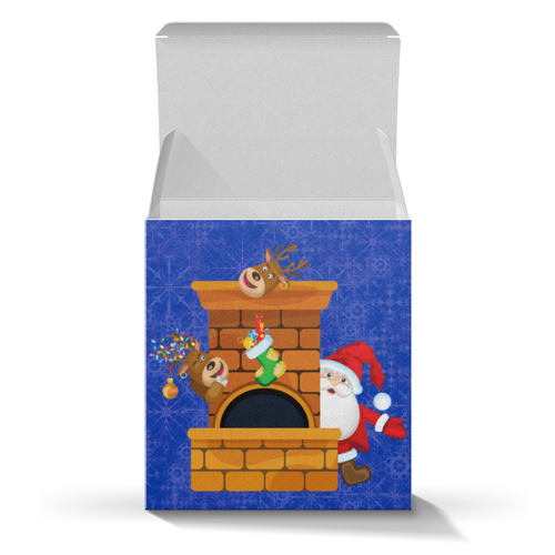 Заказать подарочную упаковку в Москве. Коробка для кружек Санта и олени от IrinkaArt  - готовые дизайны и нанесение принтов.