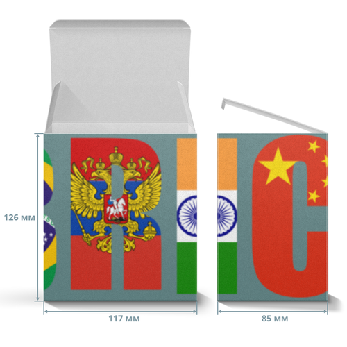 Заказать подарочную упаковку в Москве. Коробка для кружек BRICS - БРИКС от trend - готовые дизайны и нанесение принтов.