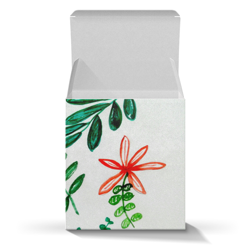 Заказать подарочную упаковку в Москве. Коробка для кружек Цветы на белом от mrs-snit@yandex.ru - готовые дизайны и нанесение принтов.