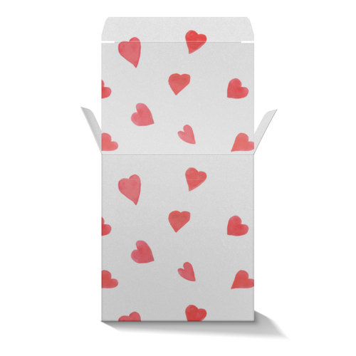 Заказать подарочную упаковку в Москве. Коробка для кружек Сердечки от FireFoxa - готовые дизайны и нанесение принтов.