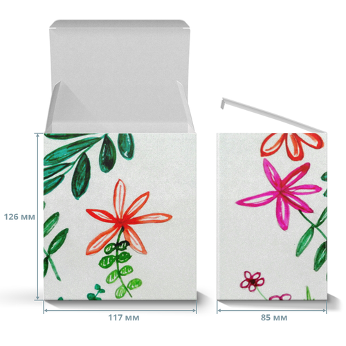 Заказать подарочную упаковку в Москве. Коробка для кружек Цветы на белом от mrs-snit@yandex.ru - готовые дизайны и нанесение принтов.