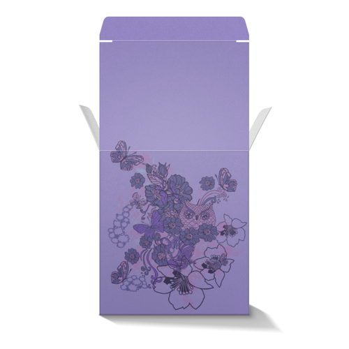 Заказать подарочную упаковку в Москве. Коробка для кружек Сова в цветах от valezar - готовые дизайны и нанесение принтов.