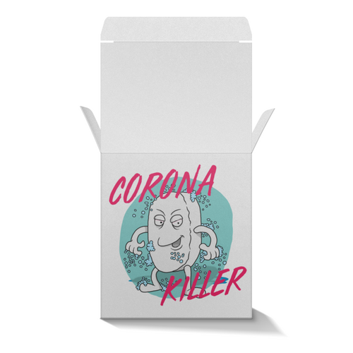 Заказать подарочную упаковку в Москве. Коробка для кружек Corona Killer от Дана Столыпина - готовые дизайны и нанесение принтов.