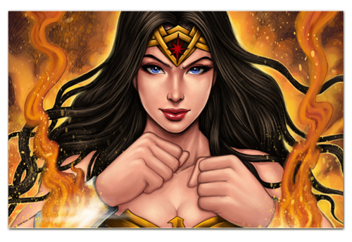 Заказать визитки в Москве. Визитная карточка "Евро" Чудо-женщина / Wonder Woman от Jimmy Flash - готовые дизайны и нанесение принтов.