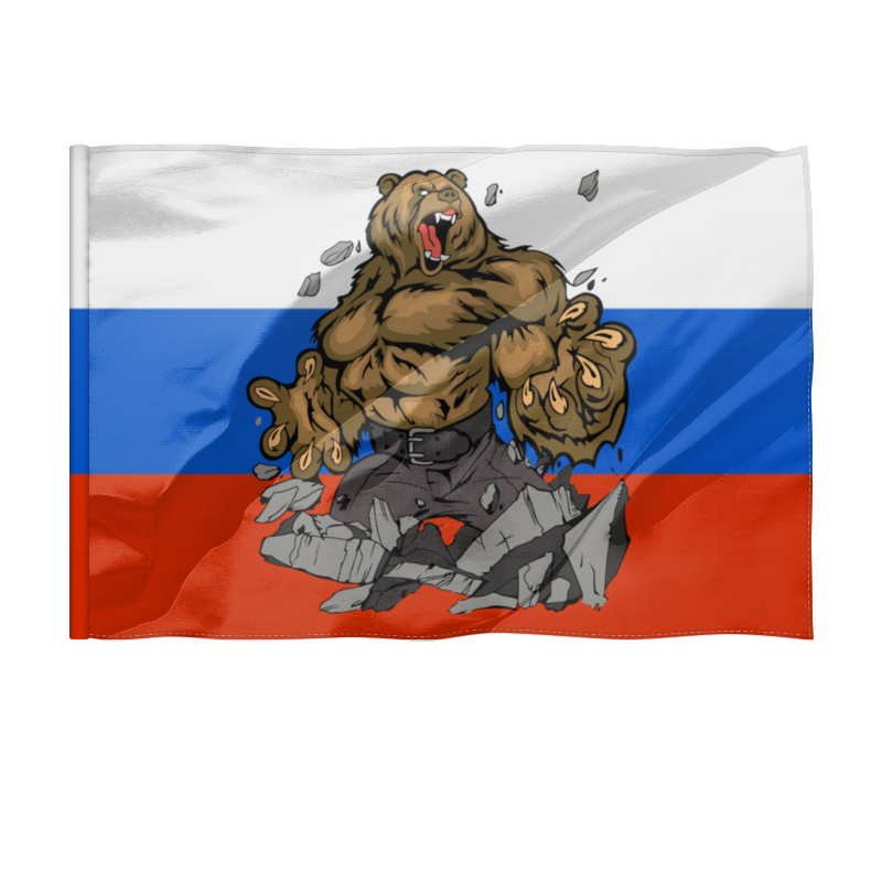 цена Printio Флаг 135×90 см Флаг россии.медведь