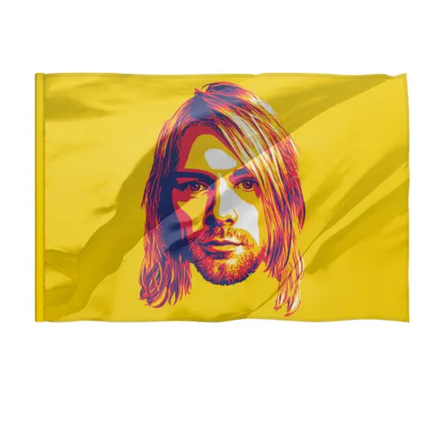 Заказать флаг в Москве. Флаг 135x90 см Kurt Cobain от Jimmy Flash - готовые дизайны и нанесение принтов.