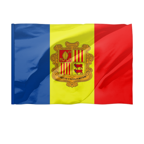Заказать флаг в Москве. Флаг 150x100 см Андорра от YellowCloverShop - готовые дизайны и нанесение принтов.