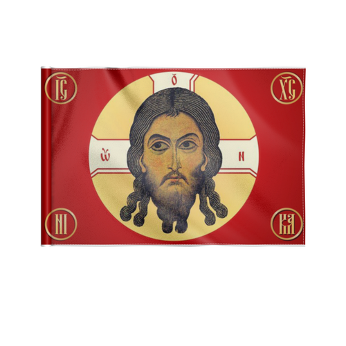 Красный флаг с христом