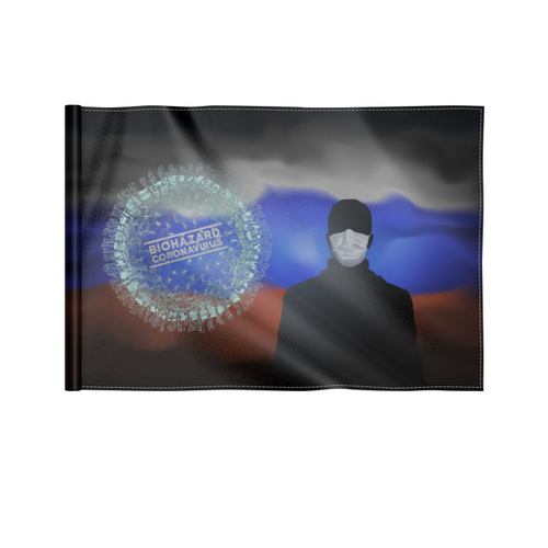 Заказать флаг в Москве. Флаг 22x15 см Россия пандемия от Leichenwagen - готовые дизайны и нанесение принтов.