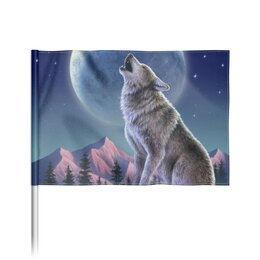 Заказать флаг в Москве. Флаг 22x15 см Волк и луна от Екатерина Смирнова - готовые дизайны и нанесение принтов.