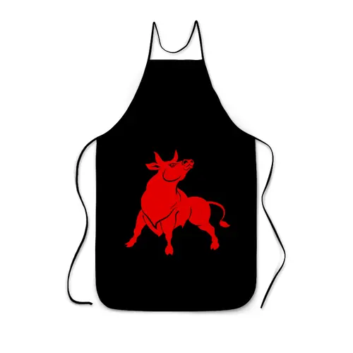 Заказать фартук в Москве. Фартук с полной запечаткой Красный бык от lissaart@yandex.ru - готовые дизайны и нанесение принтов.