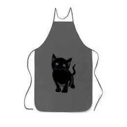 Заказать фартук в Москве. Фартук с полной запечаткой Чёрный котёнок. от lissaart@yandex.ru - готовые дизайны и нанесение принтов.