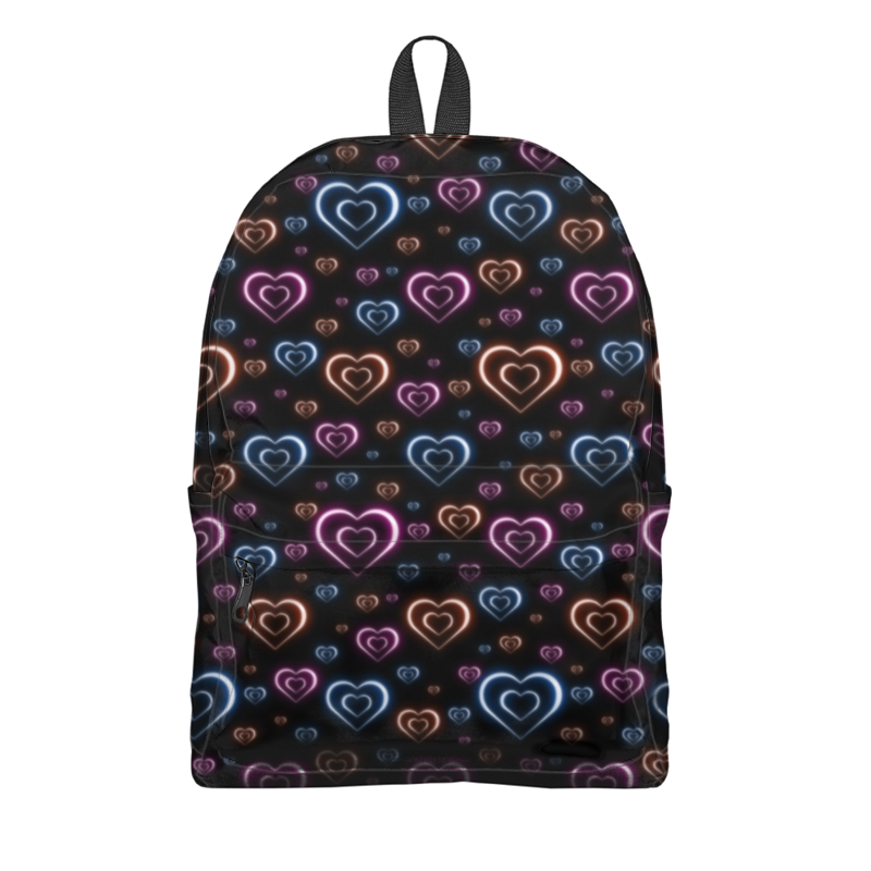 Printio Рюкзак 3D Неоновые сердца, с выбором цвета фона. printio сумка с полной запечаткой неоновые сердца с выбором цвета фона