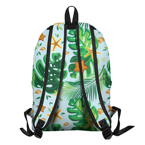 Заказать рюкзак в Москве. Рюкзак 3D Тропические листья и морские звезды от IrinkaArt  - готовые дизайны и нанесение принтов.