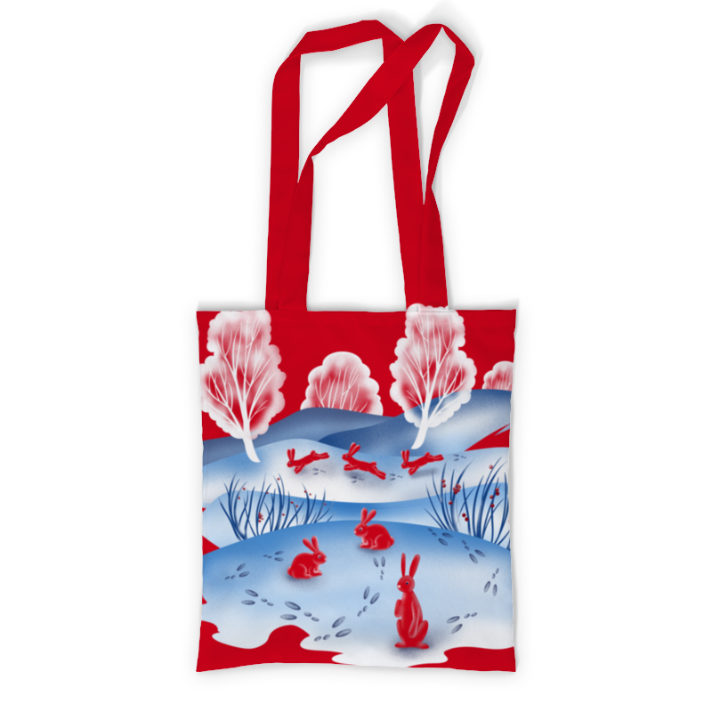 printio сумка с полной запечаткой следы на снегу Printio Сумка с полной запечаткой Красные зайцы