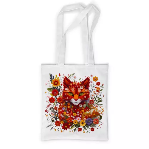 Заказать сумку в Москве. Сумка с полной запечаткой Красный кот в цветах от Мурад Мокран - готовые дизайны и нанесение принтов.