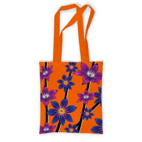 Заказать сумку в Москве. Сумка с полной запечаткой синие цветы от ELENA ZHARINOVA - готовые дизайны и нанесение принтов.
