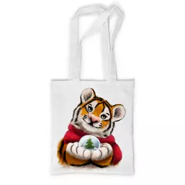 Заказать сумку в Москве. Сумка с полной запечаткой Тигр со снежным шаром от tigerda  - готовые дизайны и нанесение принтов.