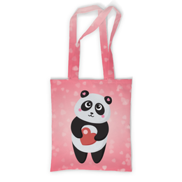 Заказать сумку в Москве. Сумка с полной запечаткой Панда с сердечком от Ordwen - готовые дизайны и нанесение принтов.