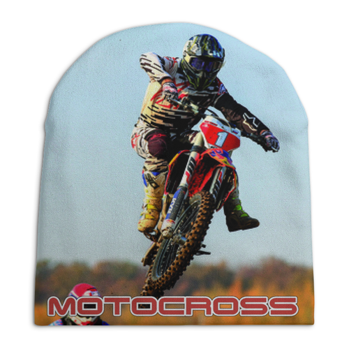 Заказать головной убор в Москве. Шапка унисекс с полной запечаткой Motocross от DP68 - готовые дизайны и нанесение принтов.