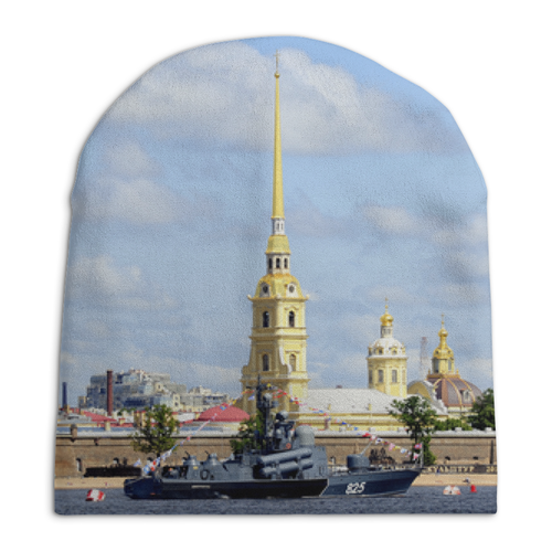 Заказать головной убор в Москве. Шапка унисекс с полной запечаткой Петропавловская крепость от DP68 - готовые дизайны и нанесение принтов.