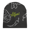 Заказать головной убор в Москве. Шапка унисекс с полной запечаткой Go Vegan! от vegan@thespaceway.info - готовые дизайны и нанесение принтов.