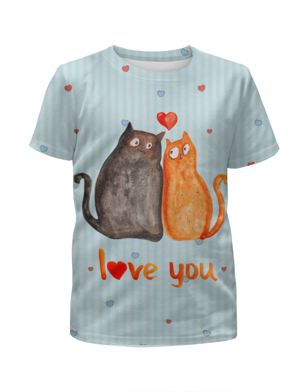 Printio Футболка с полной запечаткой для мальчиков Влюбленные коты. парные футболки.