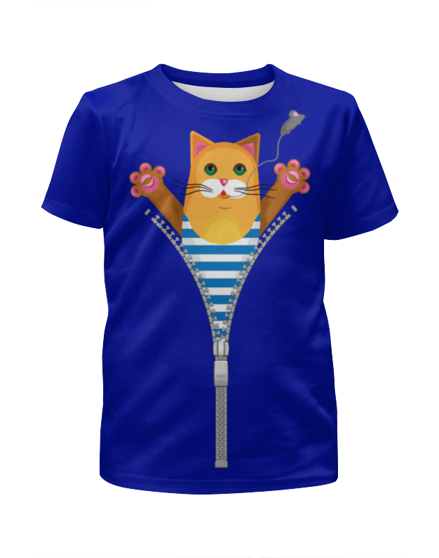 Printio Футболка с полной запечаткой для мальчиков Кот в тельняшке с мышкой футболка бойфренд тельняшка оранжевая рыжий кот