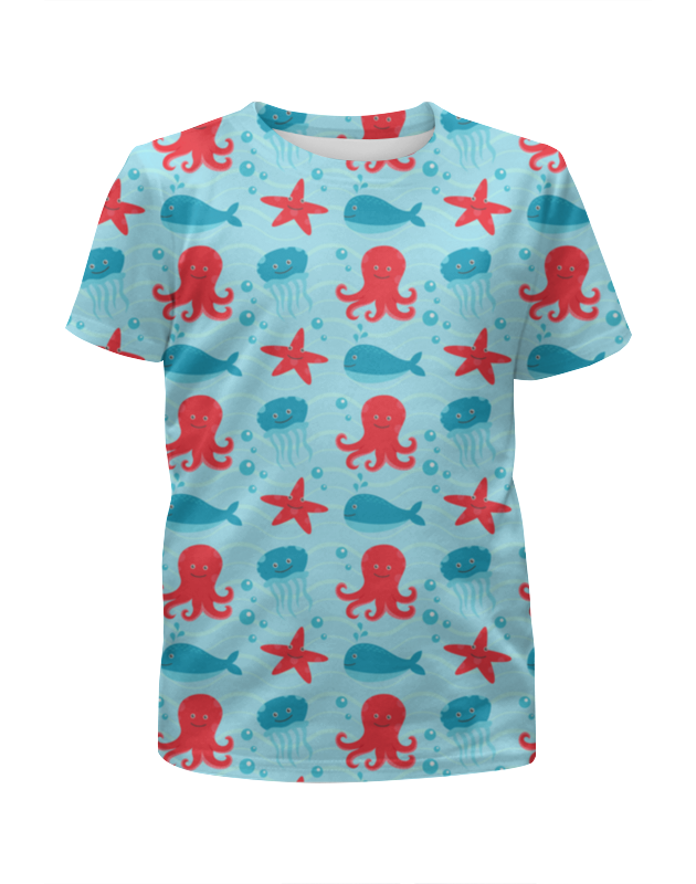 Printio Футболка с полной запечаткой для мальчиков Морские глубины мужская футболка влюбленные медузы l черный