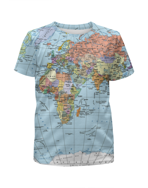 printio футболка с полной запечаткой для девочек политическая карикатура Printio Футболка с полной запечаткой для мальчиков Карта мира