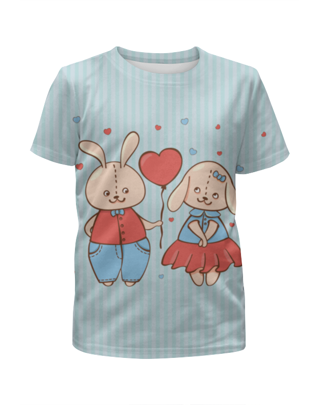 printio футболка с полной запечаткой женская зайцы Printio Футболка с полной запечаткой для мальчиков Влюбленные зайцы. парные футболки.