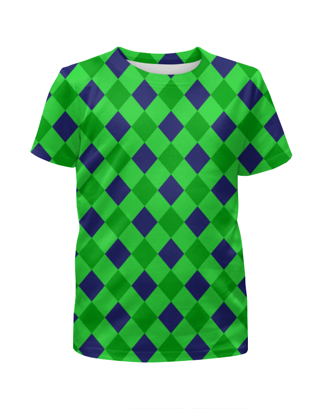 printio футболка с полной запечаткой женская сине зеленые квадраты Printio Футболка с полной запечаткой для мальчиков Сине-зеленые квадраты