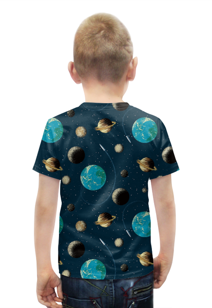 Заказать детскую футболку в Москве. Футболка с полной запечаткой для мальчиков Космос  от T-shirt print  - готовые дизайны и нанесение принтов.