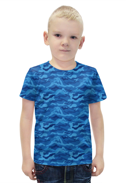 Заказать детскую футболку в Москве. Футболка с полной запечаткой для мальчиков Камуфляж "Синий" от Аня Лукьянова - готовые дизайны и нанесение принтов.