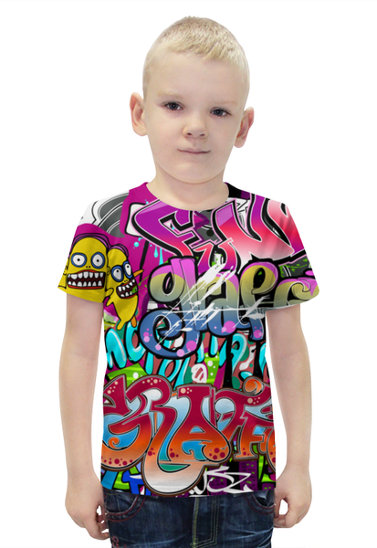 Заказать детскую футболку в Москве. Футболка с полной запечаткой для мальчиков Граффити от T-shirt print  - готовые дизайны и нанесение принтов.