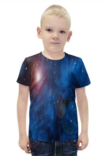 Заказать детскую футболку в Москве. Футболка с полной запечаткой для мальчиков Вспышки на небе от THE_NISE  - готовые дизайны и нанесение принтов.