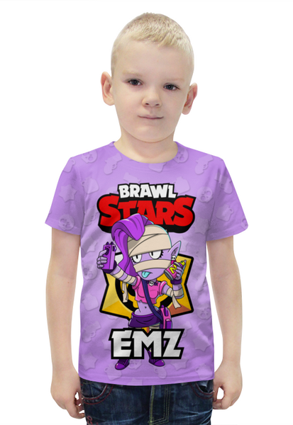 Заказать детскую футболку в Москве. Футболка с полной запечаткой для мальчиков BRAWL STARS EMZ от geekbox - готовые дизайны и нанесение принтов.