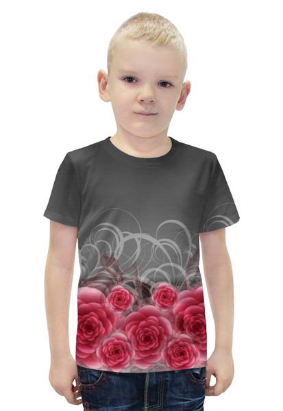 Заказать детскую футболку в Москве. Футболка с полной запечаткой для мальчиков Красные розы от Ирина - готовые дизайны и нанесение принтов.